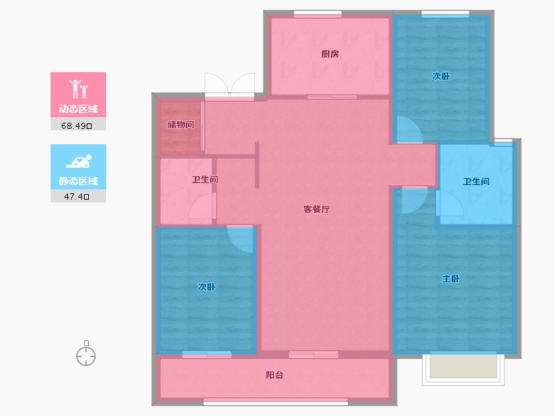 河北省-石家庄市-万科翡翠四季-104.80-户型库-动静分区