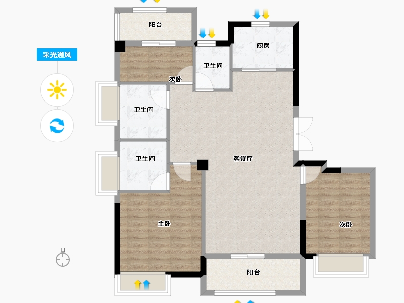 福建省-福州市-雲樾東升-100.00-户型库-采光通风