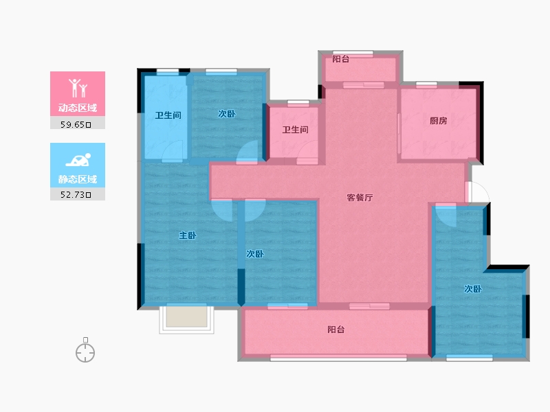 福建省-福州市-龙湖迪鑫九里晴川-100.00-户型库-动静分区