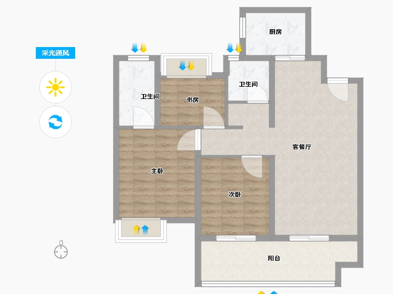 江苏省-镇江市-天怡珑蟠里·九珑苑-85.01-户型库-采光通风