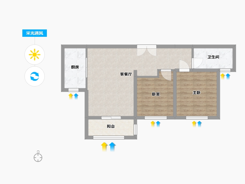 山东省-枣庄市-祥云·奥体华府-70.00-户型库-采光通风