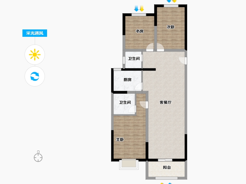 河北省-廊坊市-绿宸·汤泉华府-98.50-户型库-采光通风