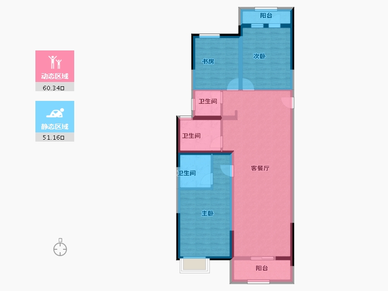 河北省-廊坊市-绿宸·汤泉华府-99.80-户型库-动静分区