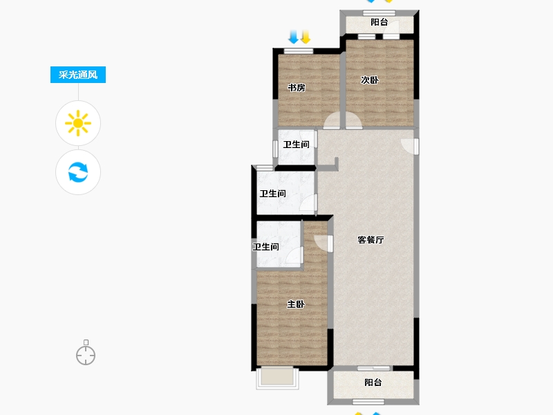 河北省-廊坊市-绿宸·汤泉华府-99.80-户型库-采光通风