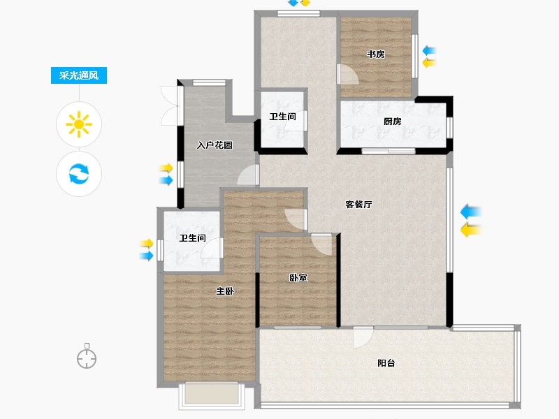 陕西省-咸阳市-云境天澄-135.76-户型库-采光通风