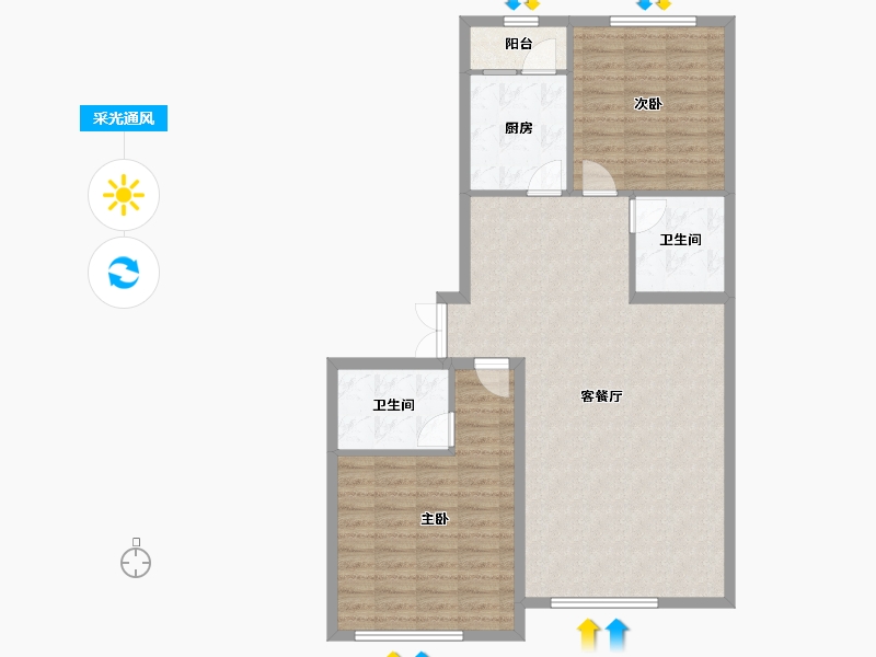 黑龙江省-哈尔滨市-宝宇天邑珑湾-94.40-户型库-采光通风