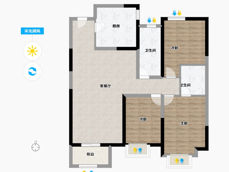 河北省-廊坊市-绿宸·汤泉华府-97.40-户型库-采光通风