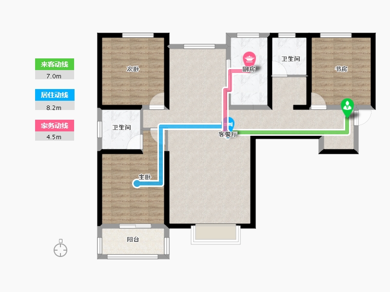 陕西省-咸阳市-城投时代-105.20-户型库-动静线