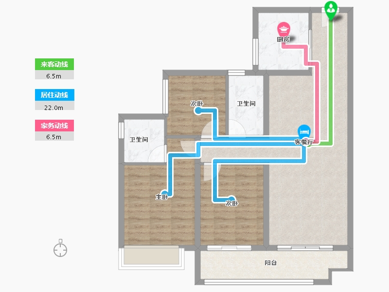 湖南省-长沙市-金科集美天辰-88.77-户型库-动静线