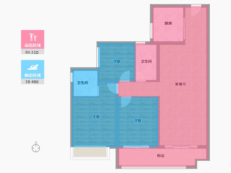 湖南省-长沙市-金科集美天辰-88.77-户型库-动静分区