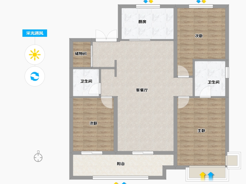 河北省-石家庄市-万科翡翠四季-108.80-户型库-采光通风