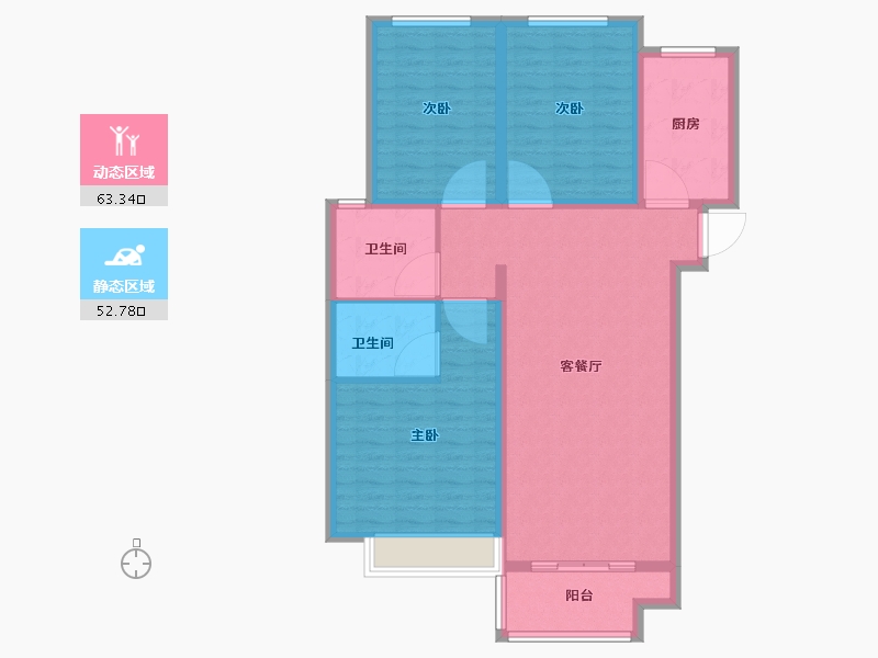 山东省-临沂市-颐龙恒泰·陶然里-104.80-户型库-动静分区