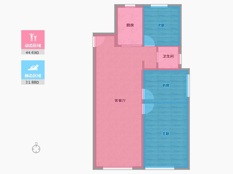 辽宁省-沈阳市-中瑞府-69.05-户型库-动静分区