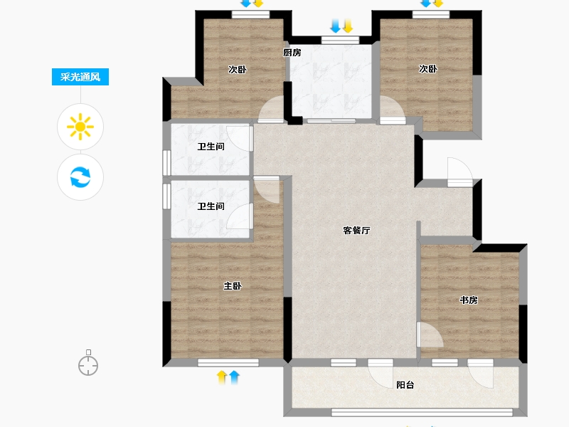 辽宁省-沈阳市-绿城和园-98.39-户型库-采光通风