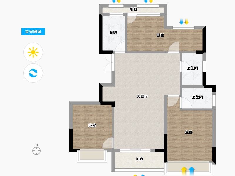 浙江省-温州市-新鸿中心广场-98.40-户型库-采光通风