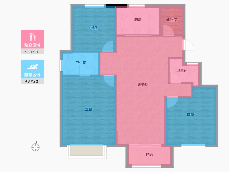 天津-天津市-绿地新里栖湖公馆-92.00-户型库-动静分区