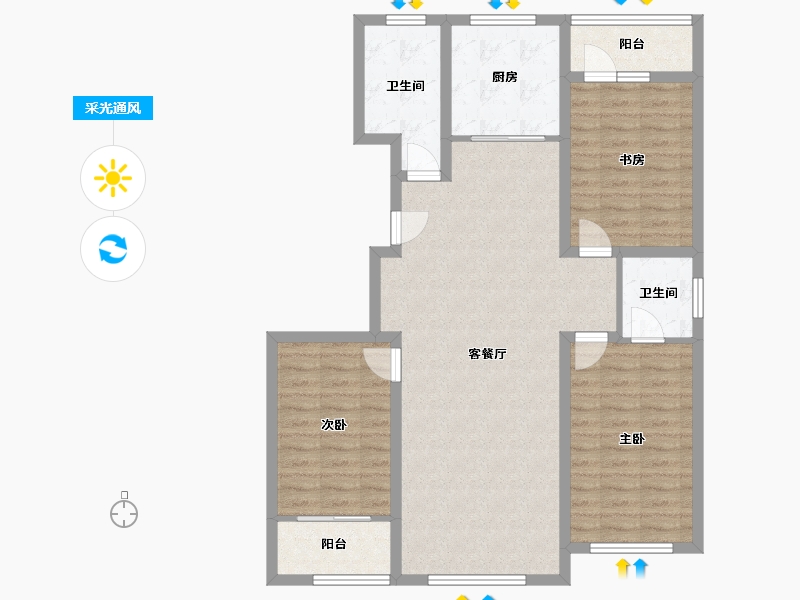 山东省-潍坊市-华安悦澜府-104.25-户型库-采光通风