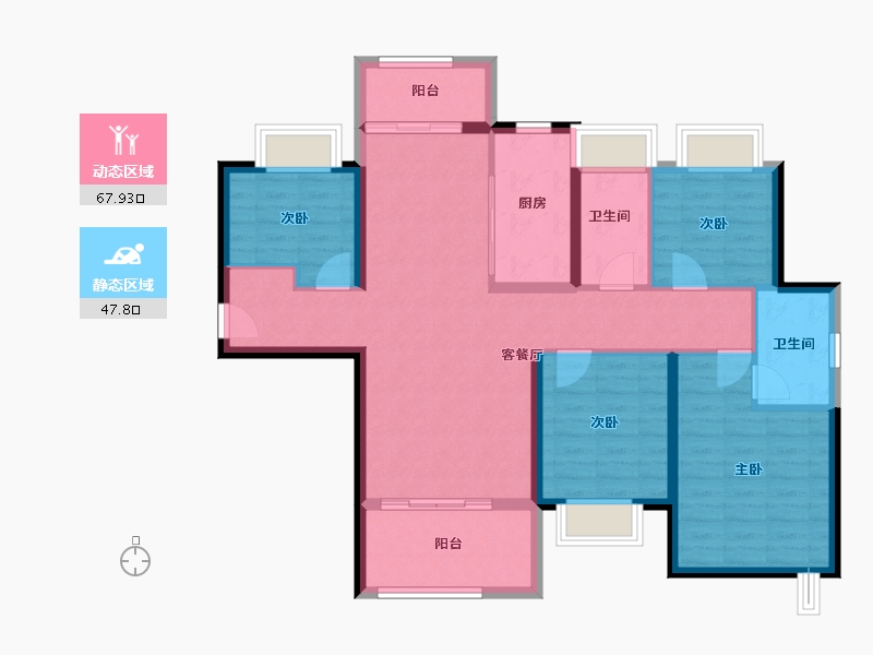 广东省-珠海市-世荣峰景广场-103.68-户型库-动静分区