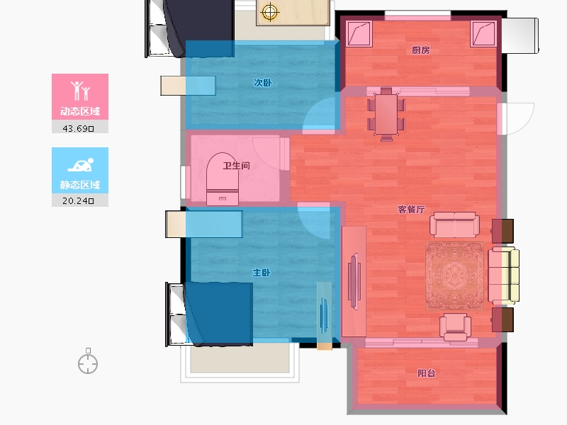 浙江省-宁波市-绿雅苑-56.00-户型库-动静分区