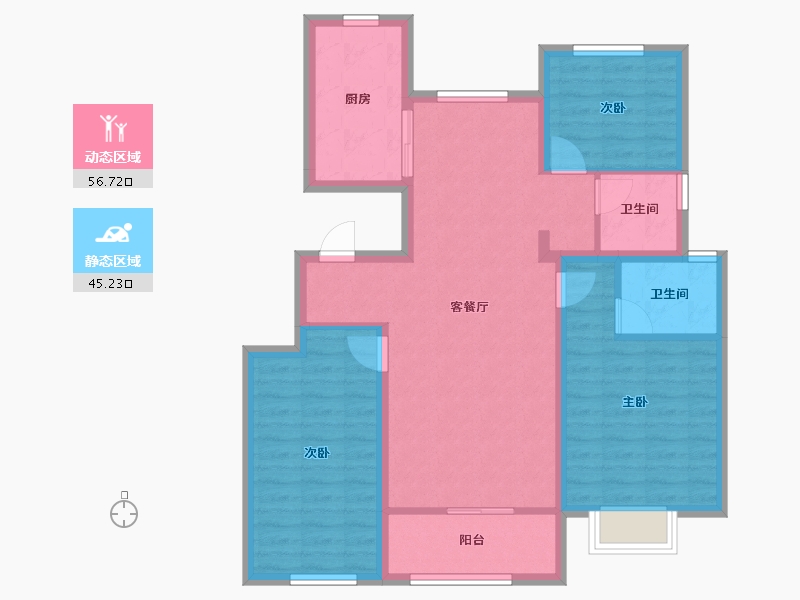 辽宁省-沈阳市-中瑞府-91.13-户型库-动静分区