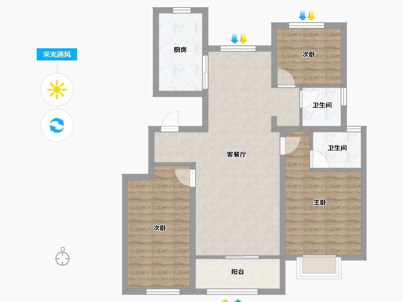 辽宁省-沈阳市-中瑞府-91.13-户型库-采光通风