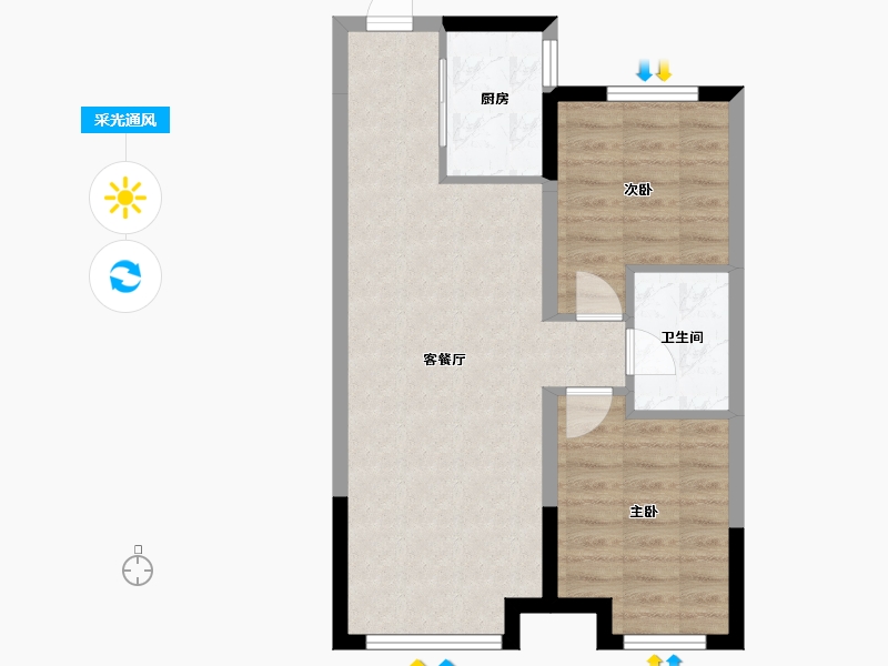 辽宁省-沈阳市-万达盛京ONE-60.35-户型库-采光通风