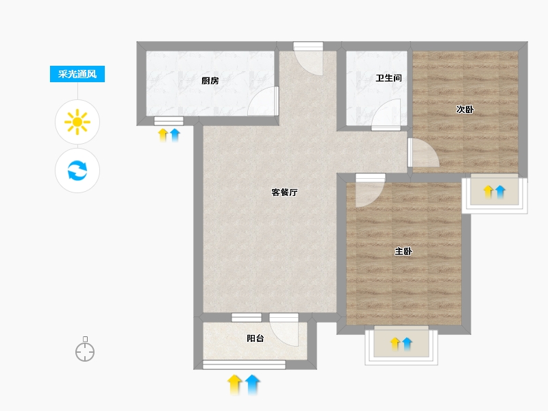 河北省-廊坊市-融公馆-58.57-户型库-采光通风