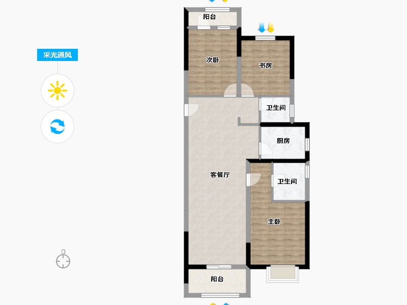 河北省-廊坊市-绿宸·汤泉华府-97.31-户型库-采光通风