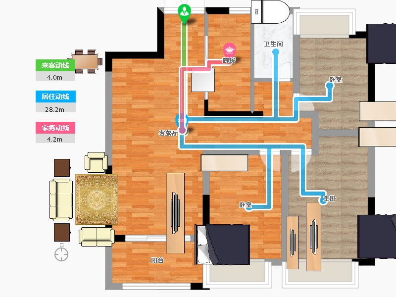 安徽省-淮北市-山水文园三期-78.16-户型库-动静线