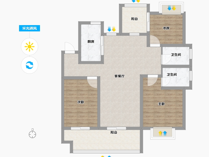 江苏省-镇江市-天怡珑蟠里·九珑苑-79.23-户型库-采光通风