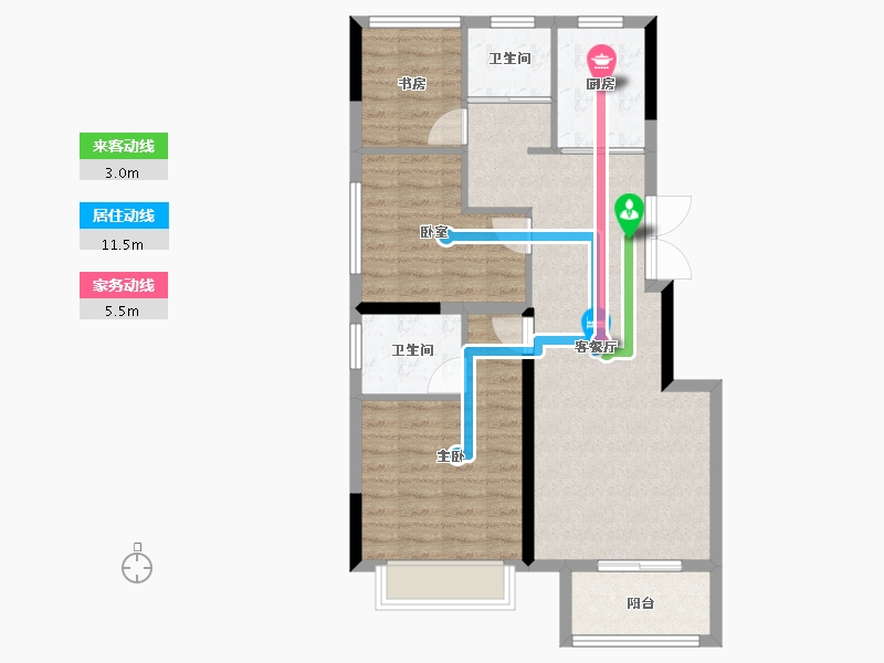 浙江省-嘉兴市-鸿翔紫慈里-78.40-户型库-动静线