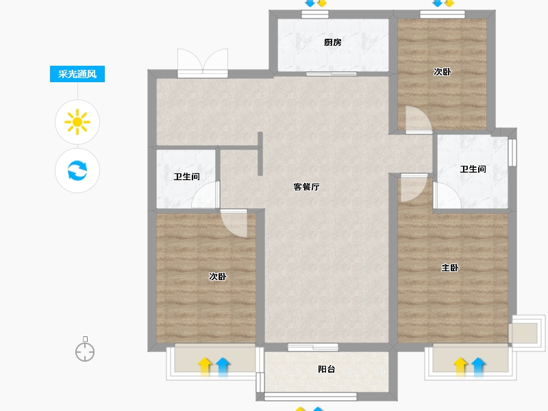 河北省-石家庄市-万科翡翠四季-92.00-户型库-采光通风