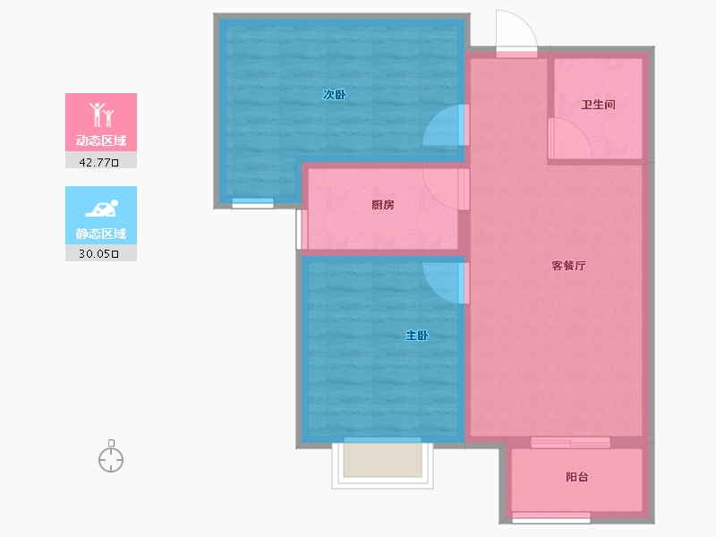 河北省-廊坊市-衡际城锦绣荣府-64.80-户型库-动静分区