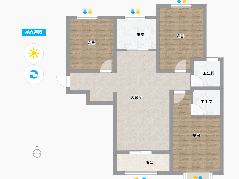 河北省-廊坊市-衡际城锦绣荣府-88.00-户型库-采光通风