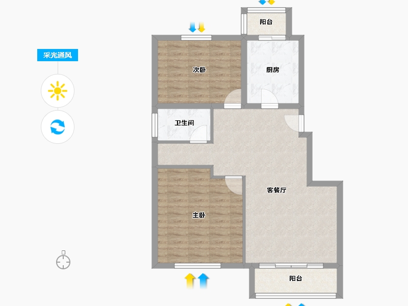 北京-北京市-中南湾-77.60-户型库-采光通风