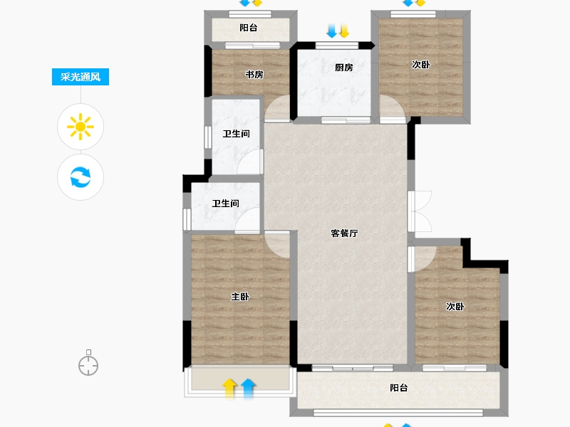 浙江省-温州市-蓝光广城未来天辰-100.00-户型库-采光通风