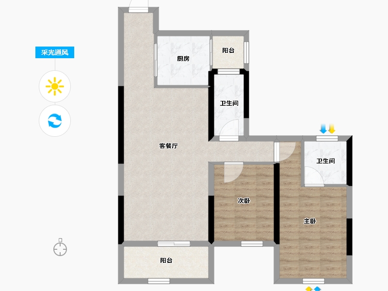 广西壮族自治区-河池市-宜州天地-81.88-户型库-采光通风