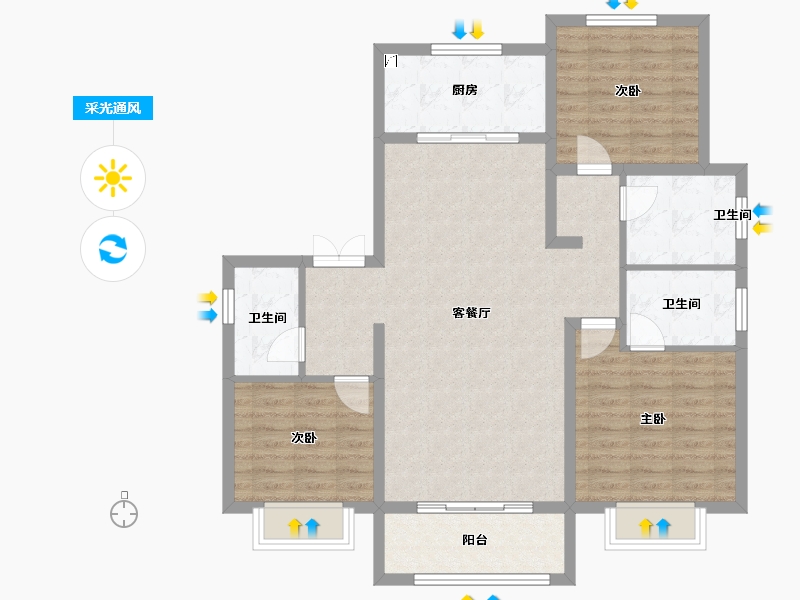 河北省-保定市-香溪名旭·悦居-101.74-户型库-采光通风