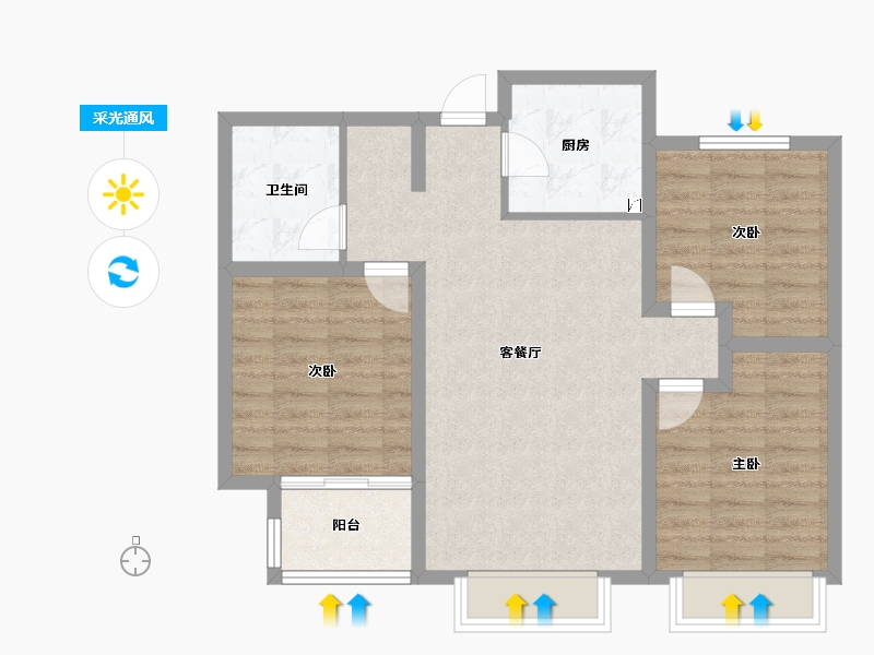 河北省-保定市-香溪名旭·悦居-76.40-户型库-采光通风