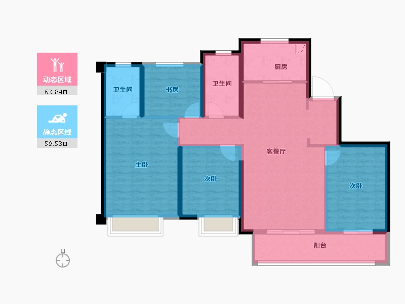 浙江省-温州市-永嘉中梁天宸-111.20-户型库-动静分区