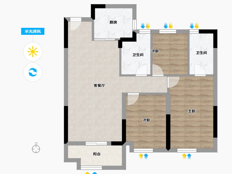 福建省-福州市-融创福州府-71.20-户型库-采光通风