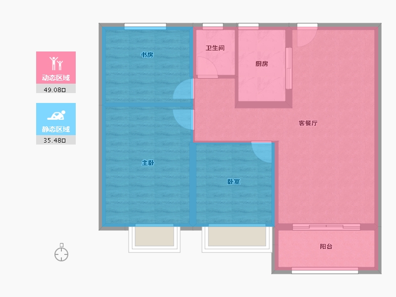 山东省-淄博市-南益名士华府-76.00-户型库-动静分区