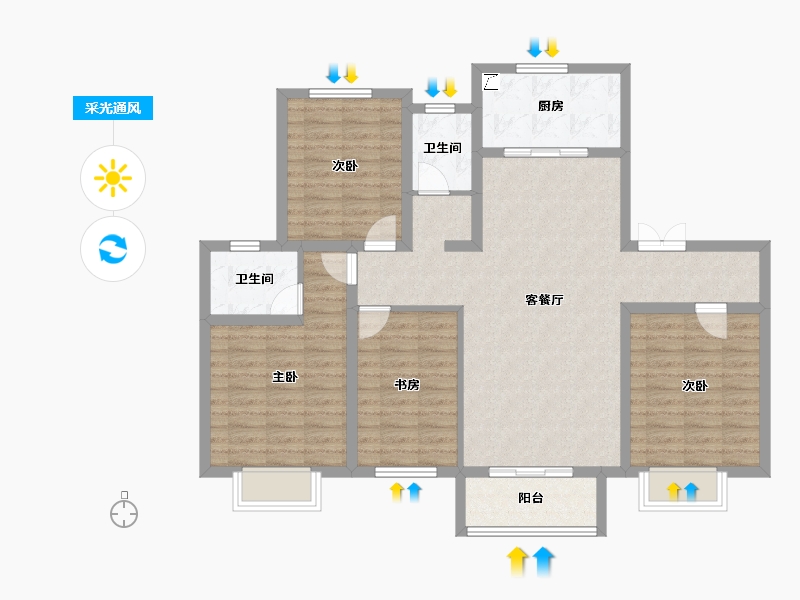 河北省-保定市-香溪名旭·悦居-106.29-户型库-采光通风