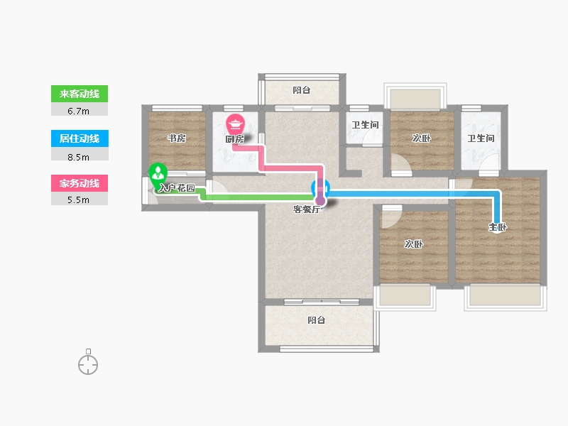 贵州省-六盘水市-天合苑-88.90-户型库-动静线