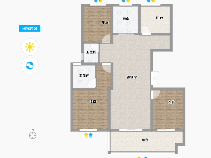 江苏省-镇江市-天怡·紫宸-113.60-户型库-采光通风