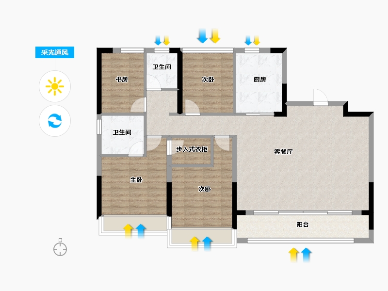 浙江省-湖州市-绿城晓园-111.21-户型库-采光通风