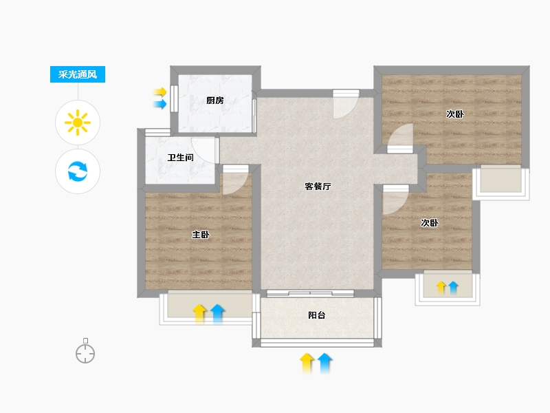 贵州省-六盘水市-天合苑-64.47-户型库-采光通风