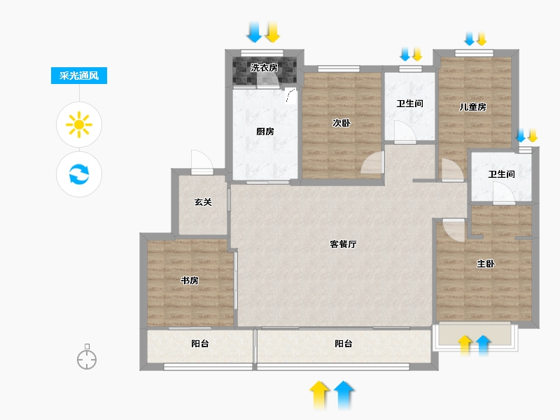 青海省-西宁市-万科-110.00-户型库-采光通风