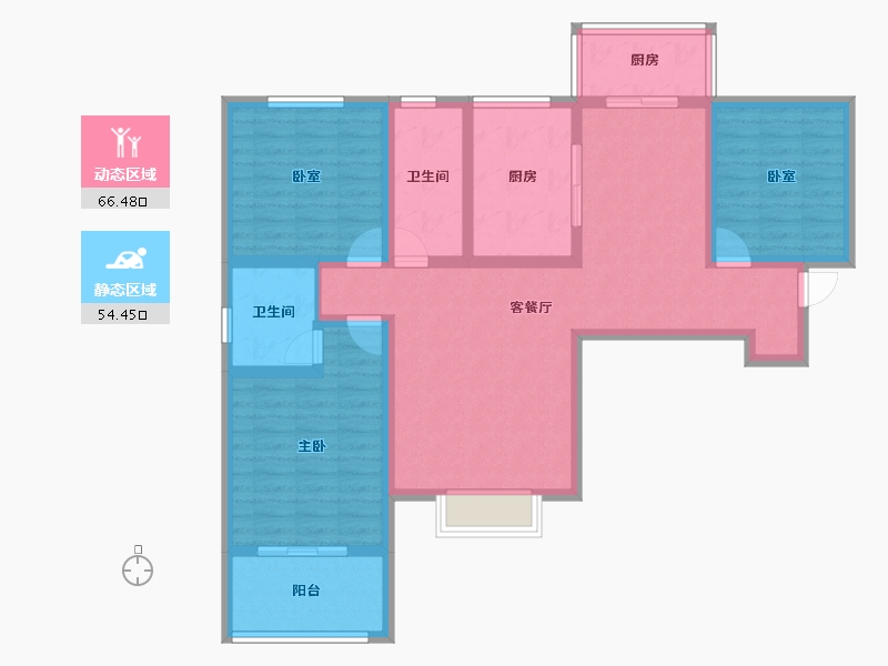 陕西省-咸阳市-城投时代-107.20-户型库-动静分区