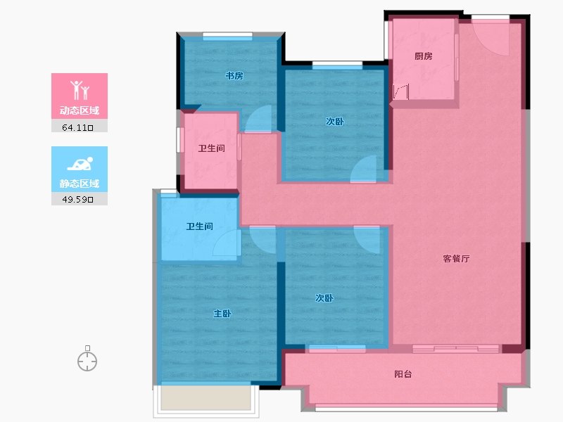 浙江省-温州市-永嘉中梁天宸-101.60-户型库-动静分区